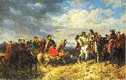Artur Grottger King Jan III Sobieski meets emperor Leopold I near Schwechat oil on canvas